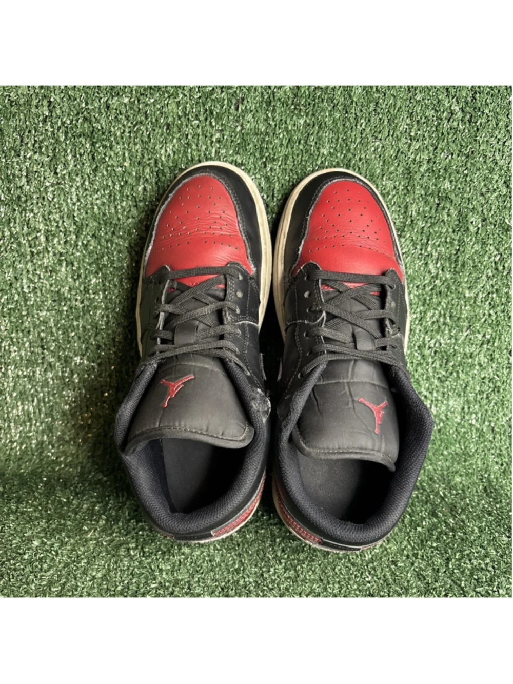 Nike‎ Air Jordan 1 Low Bred Black Red White 553558-067 Mens Size 8